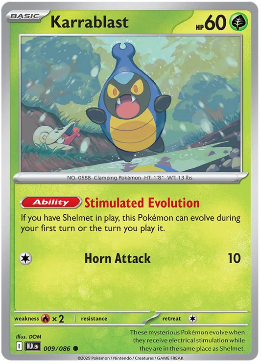 Karrablast #009 common kaart uit de Pokemon Black Bolt set