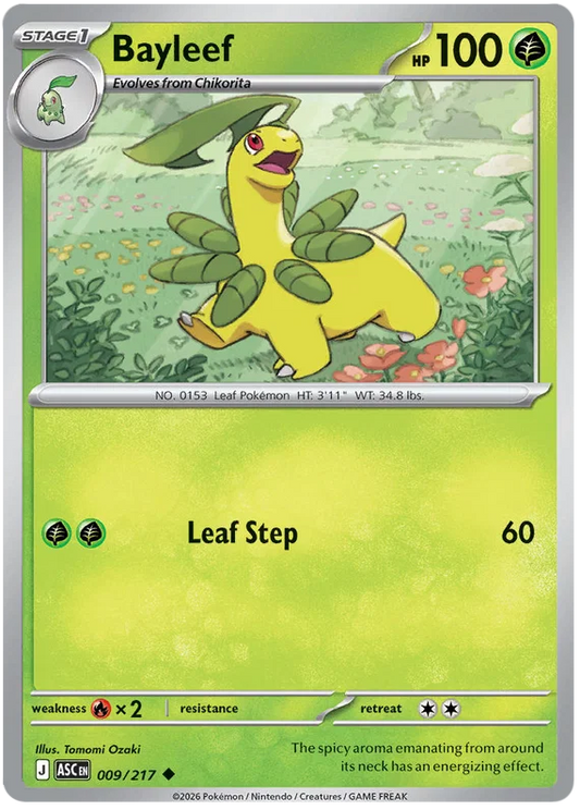 Bayleef #009 common Pokémon kaart uit de Kayou Ascended Heroes set