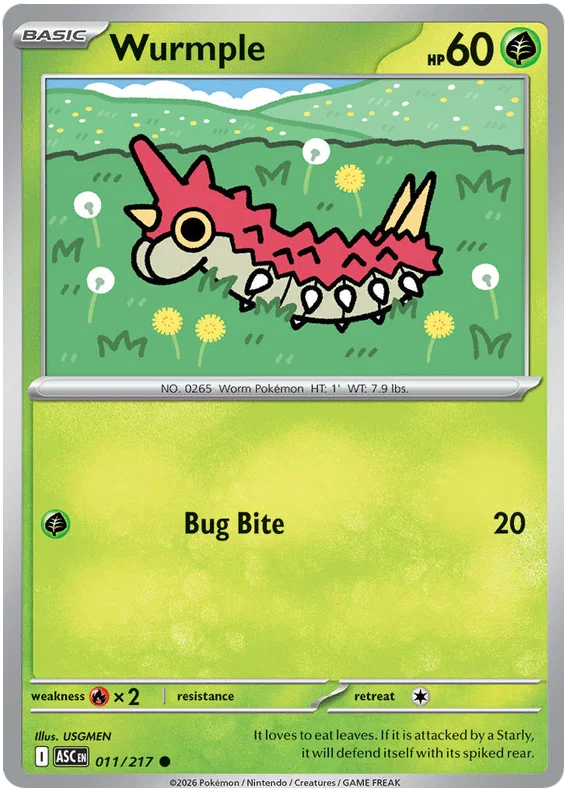 Kayou Pokémon kaart Wurmple #011 common uit de Ascended Heroes set