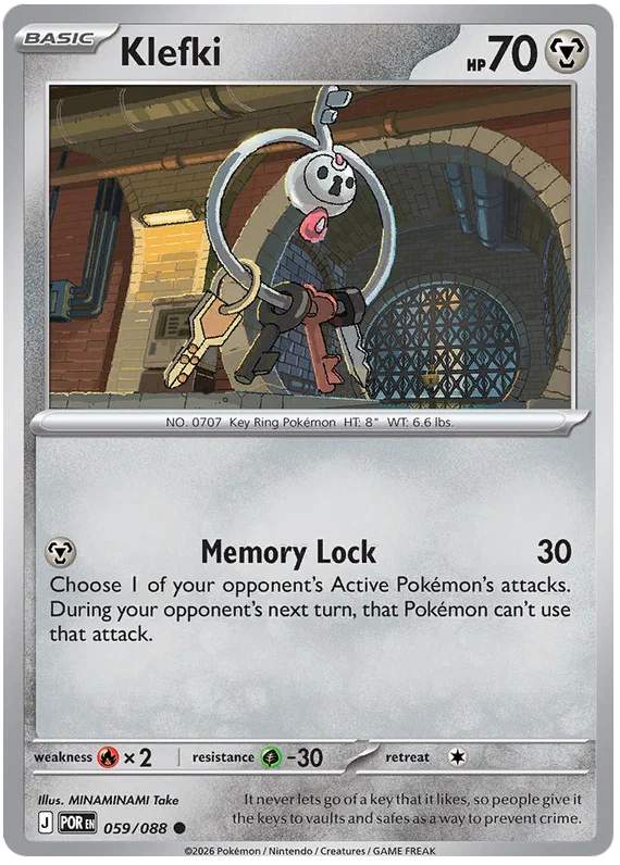 Klefki common Pokémon kaart nummer 059 uit de set Perfect Order