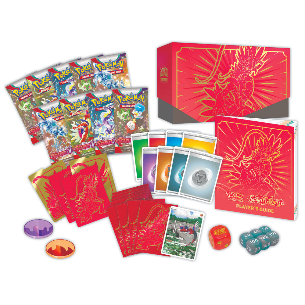 Koraidon Elite Trainer Box uit Scarlet and Violet met 9 Pokémon pakjes, promokaart en accessoires