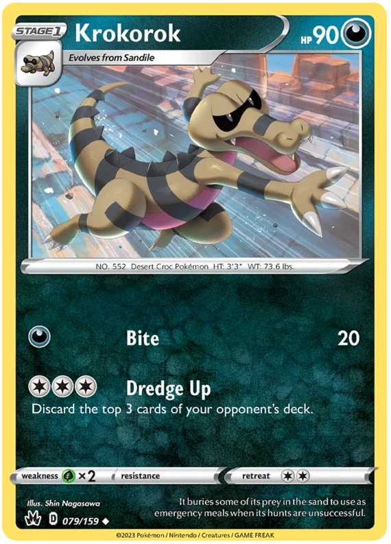 Krokorok #079 common Pokémon kaart uit Crown Zenith