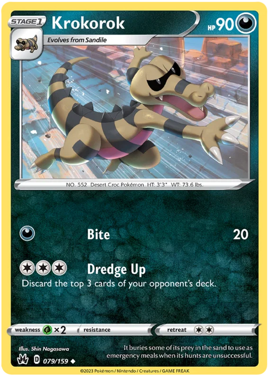 Krokorok #079 common Pokémon kaart uit Crown Zenith