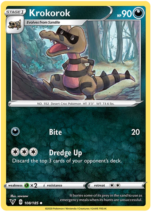 Krokorok common #108/185 Pokémon kaart uit Vivid Voltage set