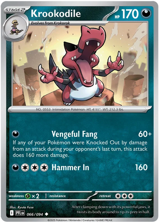 Krookodile common kaart #066 uit de Pokémon set Phantasmal Flames