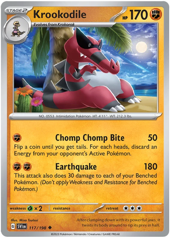 Krookodile #117 common Pokémon kaart uit de Scarlet & Violet basisset