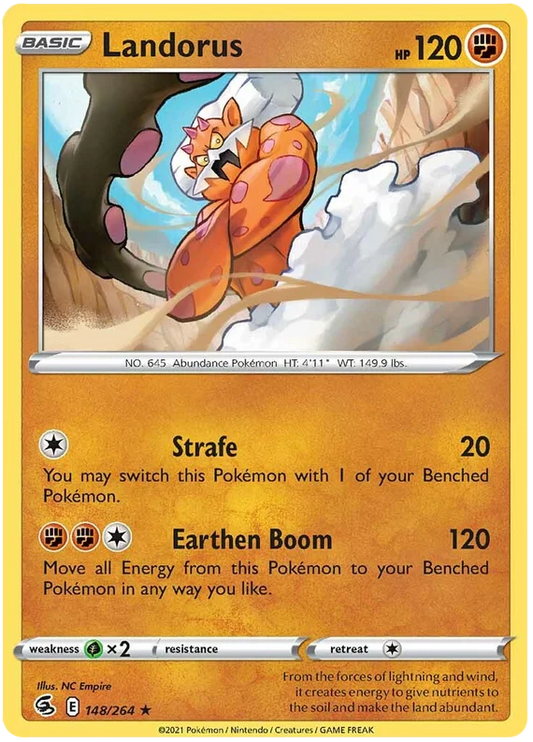Landorus Holo Fusion Strike Pokémon kaart nummer 148/264, Fighting-type basic met 120 HP