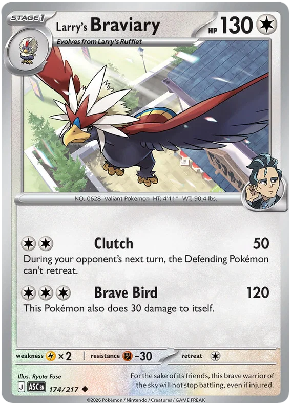 Larry's Braviary common altered kaart uit de Ascended Heroes fanset, nummer 174