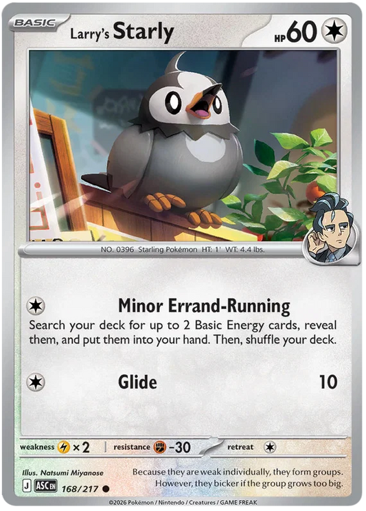 Larry's Starly common kaart nummer 168 uit de set Ascended Heroes