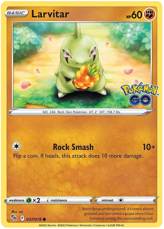 Larvitar common Pokemon kaart nummer 037/078 uit de Pokemon GO set