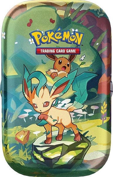 Prismatic Evolutions Mini Tin Leafeon met munt en boosterpacks