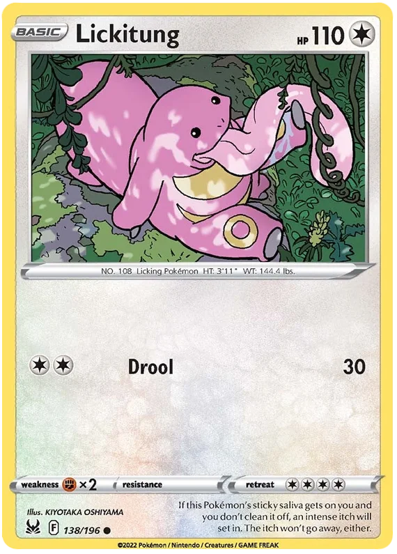 Lickitung common kaart uit de Pokémon Lost Origin set.