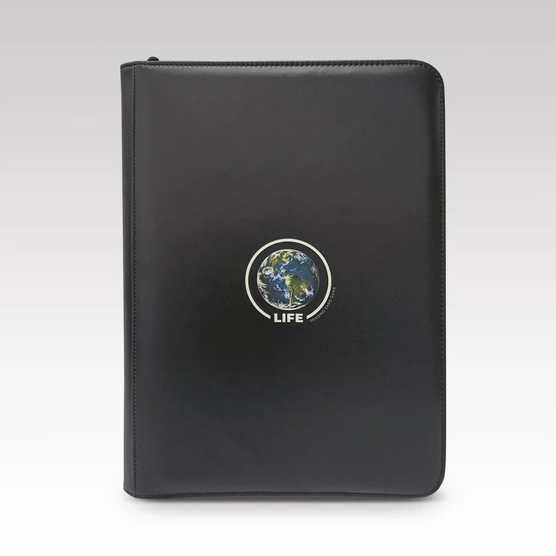 Life TCG Black Album Portfolio 9-Pocket Binder met wereldbol logo op zwarte kaartenmap