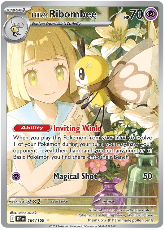 Lillie's Ribombee Illustration Rare Pokémon kaart uit Journey Together
