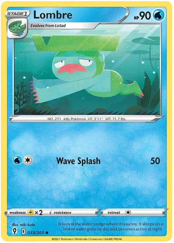 Lombre 033/203 uncommon Pokémon kaart uit de Evolving Skies set