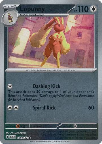 Lopunny Reverse Holo #108 uit de Pokémon Mega Evolution set