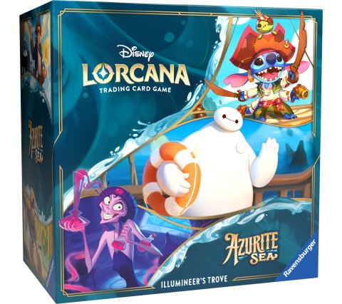 Lorcana Azurite Sea Illumineer’s Trove met boosterpacks, Disney kaarten, opbergdoos en accessoires van Ravensburger