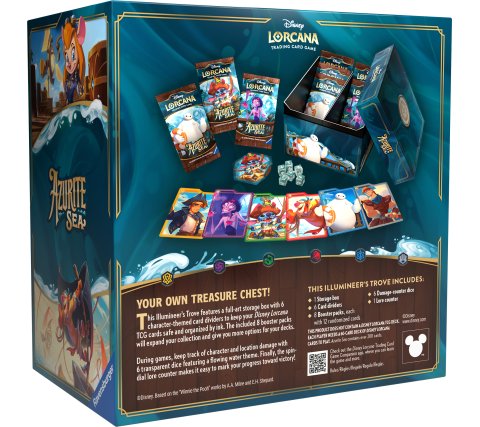Lorcana Azurite Sea Illumineer’s Trove met boosterpacks, Disney kaarten, opbergdoos en accessoires van Ravensburger