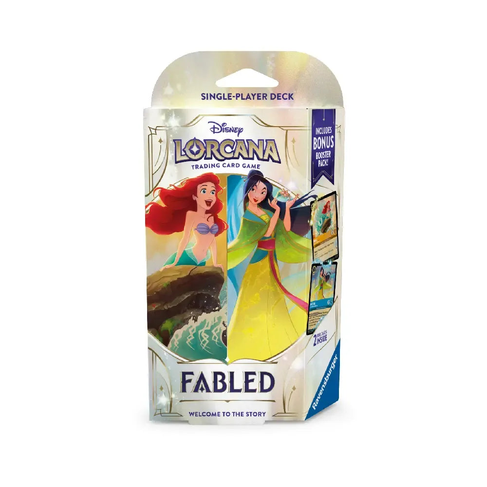 Lorcana Fabled Amber & Sapphire Starter Deck met Ariel en Mulan foil kaarten