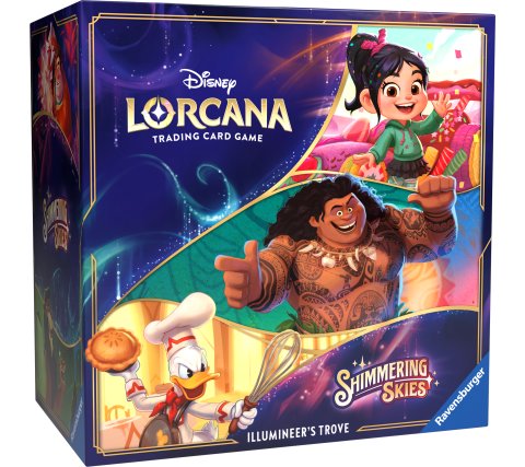 Lorcana Shimmering Skies Illumineer’s Trove met boosterpacks, Disney kaarten, opbergdoos en accessoires van Ravensburger