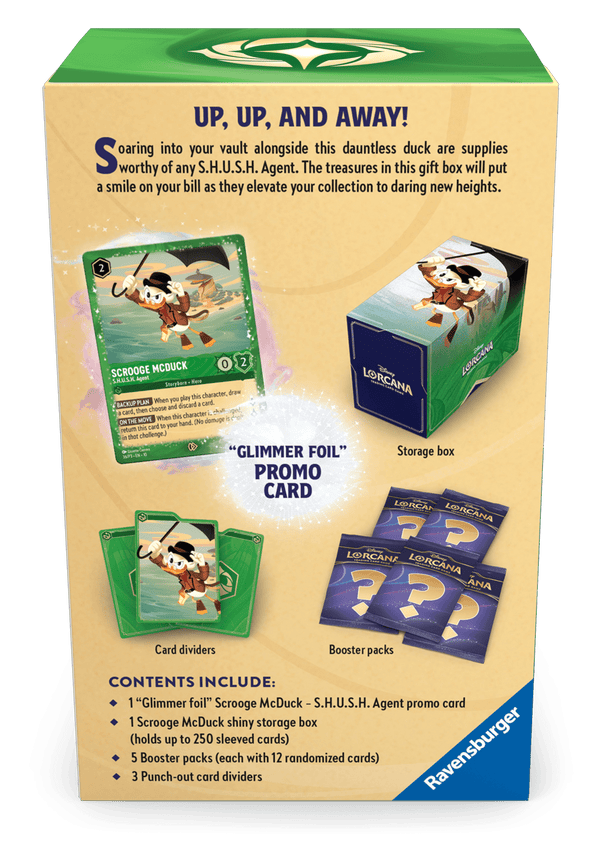 Lorcana Winterspell Scrooge McDuck Giftset set 11 met boosterpacks, promo kaart en opbergdoos van Ravensburger