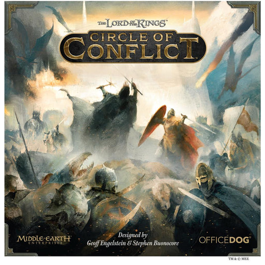 Lord of the Rings Circle of Conflict bordspel doos met dobbelstenen en spelborden - vooraanzicht