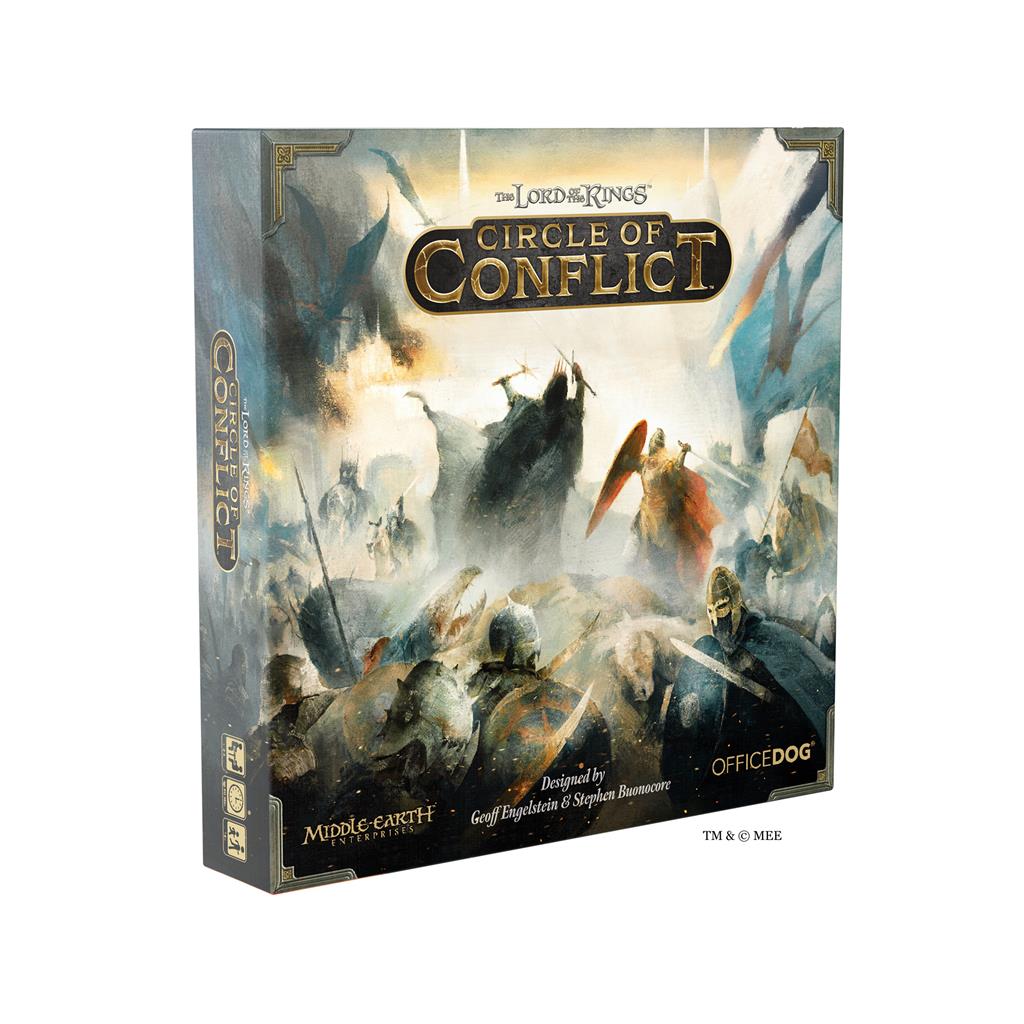 Lord of the Rings Circle of Conflict bordspel doos met dobbelstenen en spelborden - verpakking