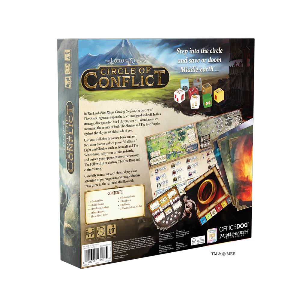 Lord of the Rings Circle of Conflict bordspel doos met dobbelstenen en spelborden - detailfoto