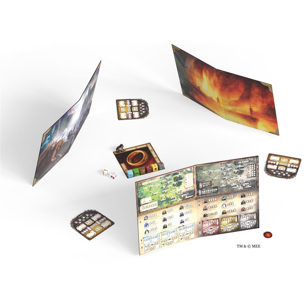 Lord of the Rings Circle of Conflict bordspel doos met dobbelstenen en spelborden - detailfoto