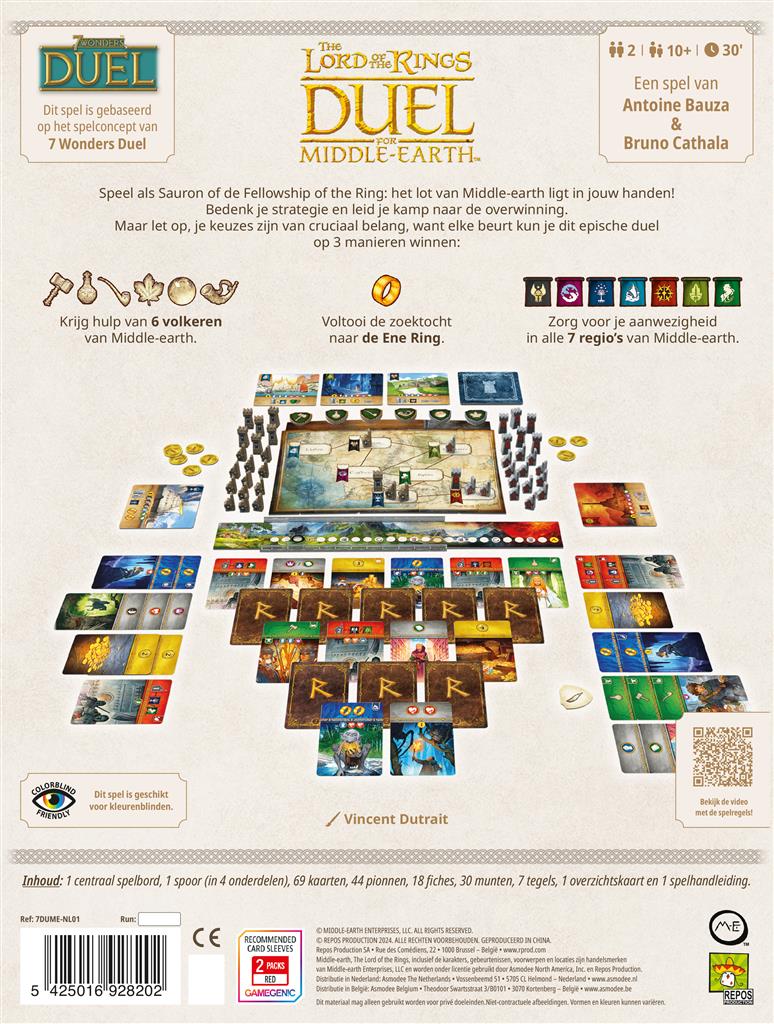The Lord of the Rings Duel for Middle-earth Nederlands strategisch 2-speler bordspel met Frodo, Sam, Sauron en de Nazgûl