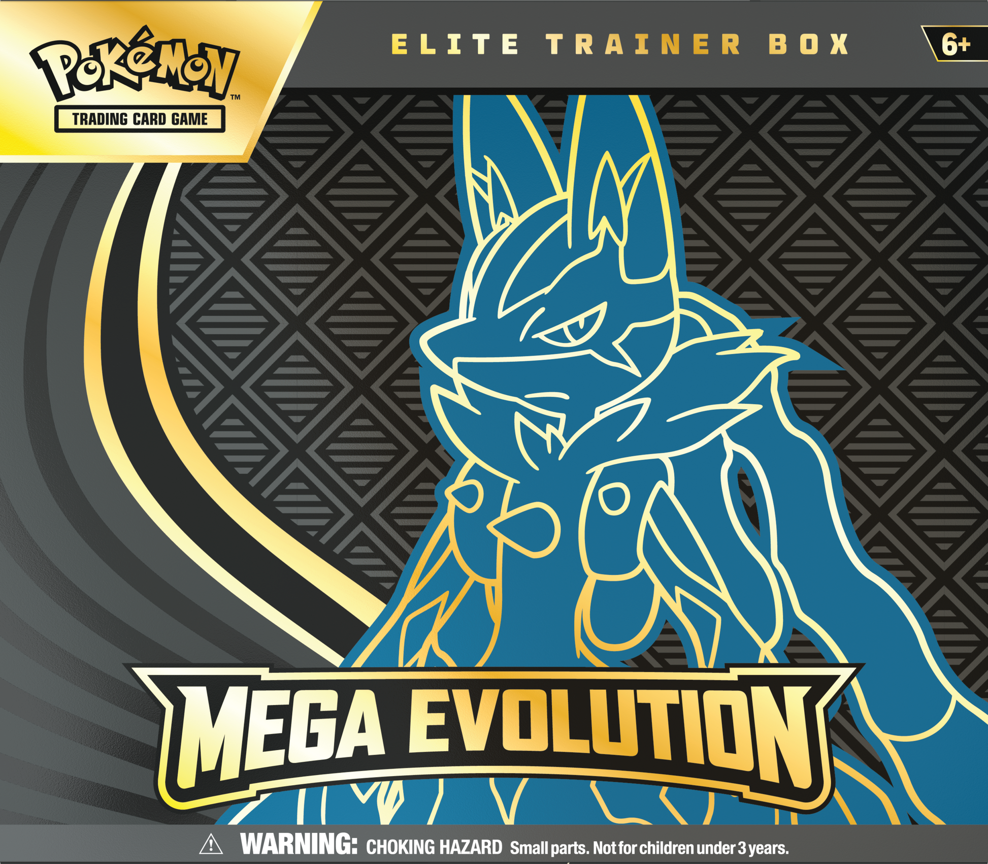 Pokémon Mega Evolution Elite Trainer Box met 9 boosterpacks, Riolu promo kaart, sleeves en accessoires van Mega Lucario.