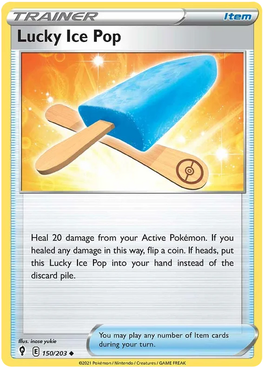 Lucky Ice Pop #150 trainer kaart uit Pokémon Evolving Skies – losse Pokémon kaart voor verzameling of gameplay