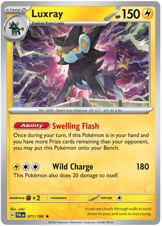 Luxray holo kaart nummer 071 uit de Pokémon Paldea Evolved set