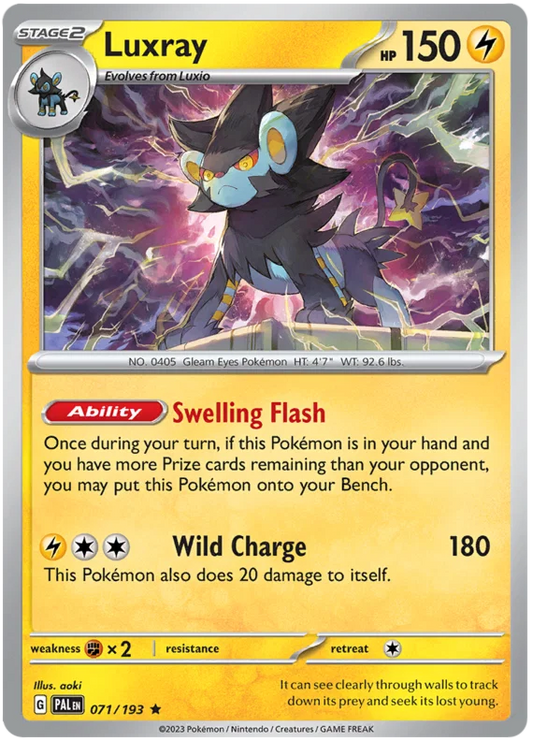 Luxray holo kaart nummer 071 uit de Pokémon Paldea Evolved set