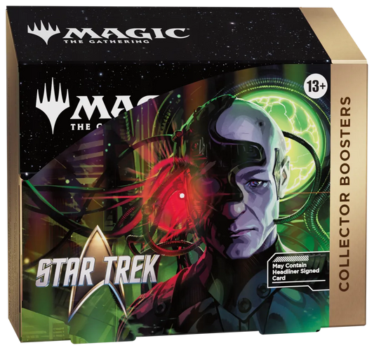 Magic the Gathering Star Trek Collector Boosterbox met Data en Star Trek-logo op de verpakking