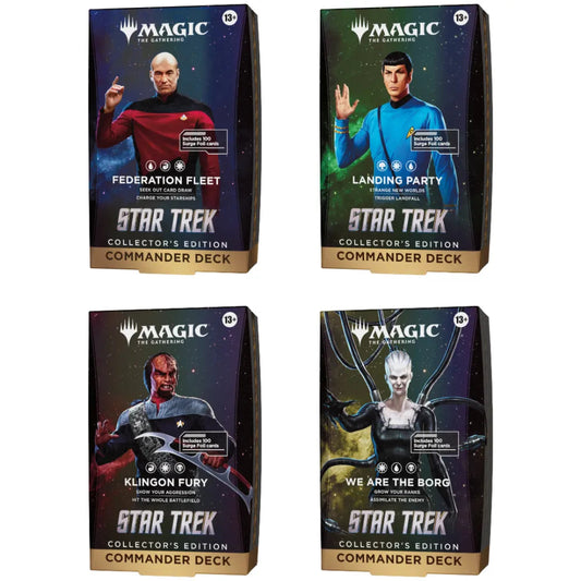 Magic the Gathering Star Trek Collector Commander Deck set van 4 decks met Federation Fleet, Landing Party, Klingon Fury en We Are the Borg