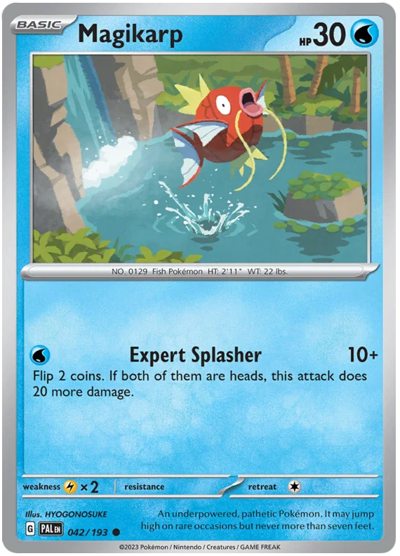 Magikarp common pokémon kaart nummer 042 uit de Paldea Evolved set