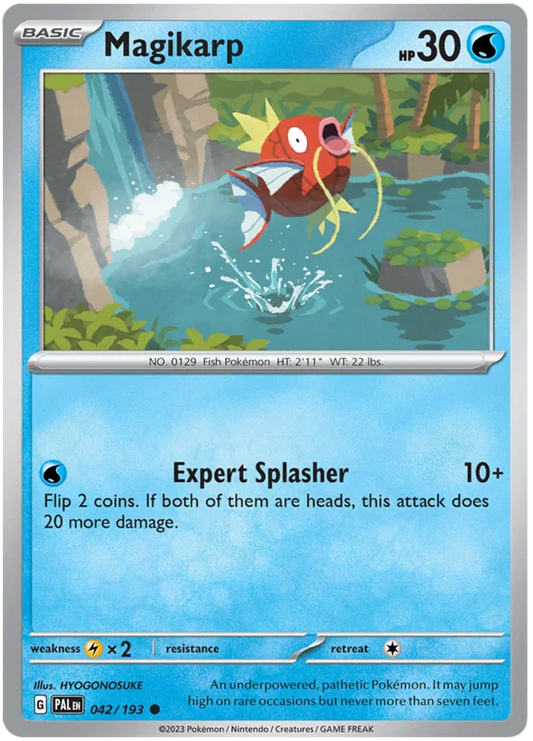 Magikarp common pokémon kaart nummer 042 uit de Paldea Evolved set