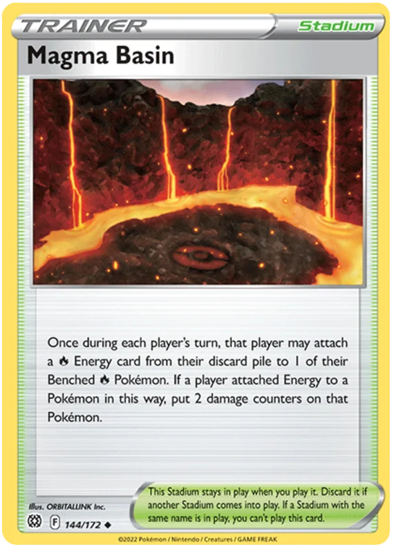 Magma Basin stadium trainerkaart 144/172 uit Pokémon Brilliant Stars