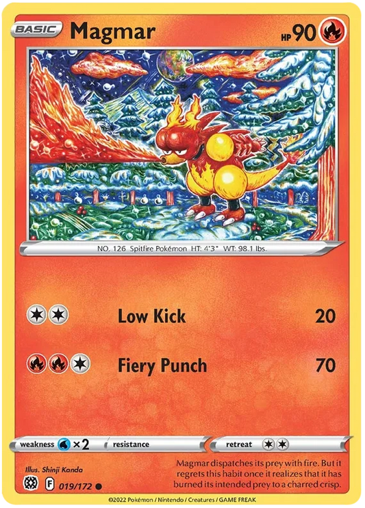 Magmar 019/172 common Pokémon kaart uit de Brilliant Stars set