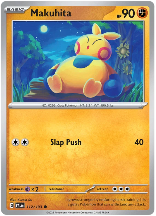 Makuhita common kaart #112 uit de Pokémon Paldea Evolved set