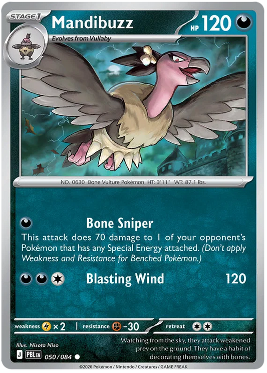 Mandibuzz common Pokémon kaart nummer 050 uit de Pitch Black set