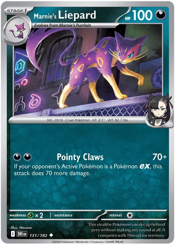 Marnie's Liepard common kaart nummer 131 uit de Pokémon Destined Rivals set