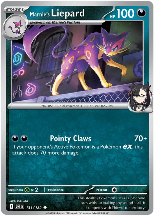 Marnie's Liepard common kaart nummer 131 uit de Pokémon Destined Rivals set