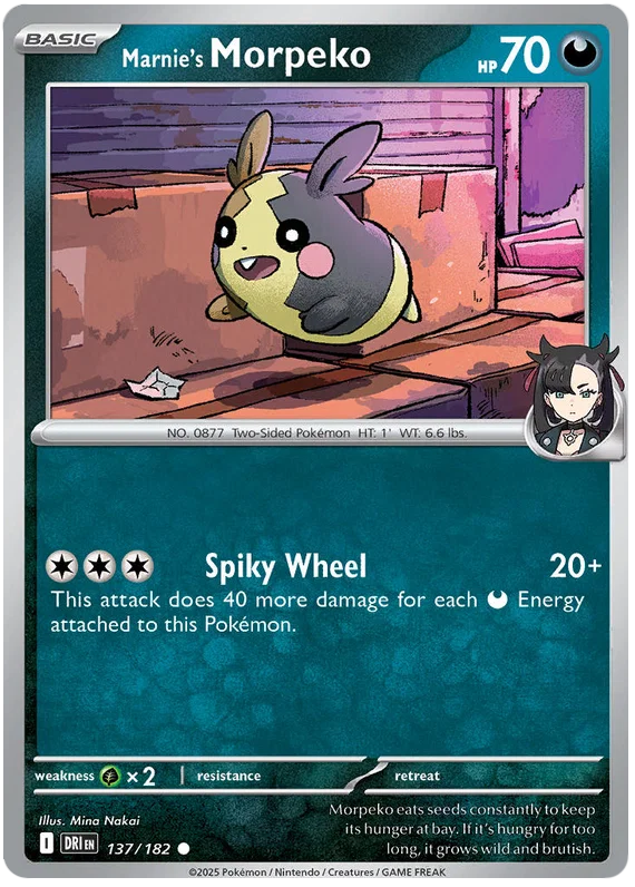 Marnie's Morpeko #137 common Pokémon kaart uit de Destined Rivals set
