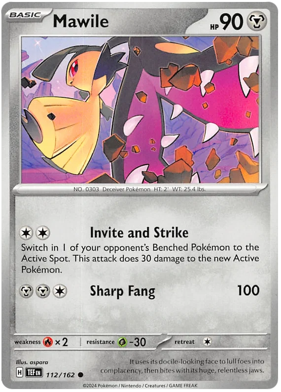Mawile common Pokémon kaart nummer 112 uit de Temporal Forces set