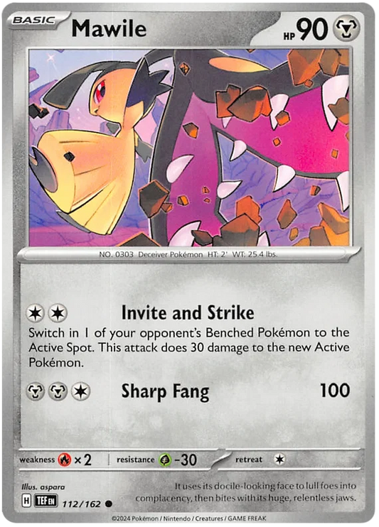 Mawile common Pokémon kaart nummer 112 uit de Temporal Forces set