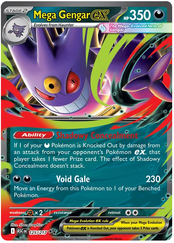 Mega Gengar ex Pokémon kaart nummer 125 uit de set Ascended Heroes