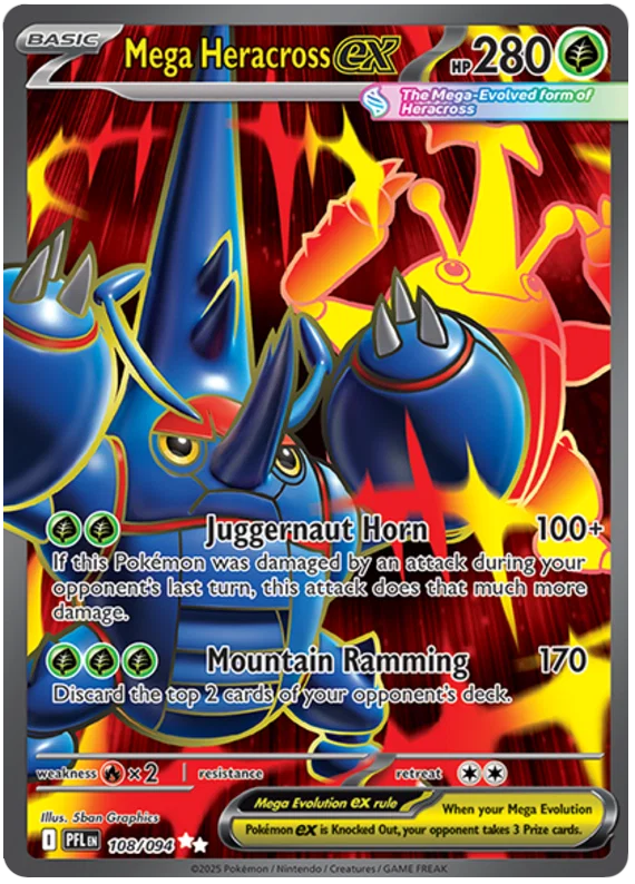 Mega Heracross ex Ultra Rare kaart #108 uit de Phantasmal Flames set