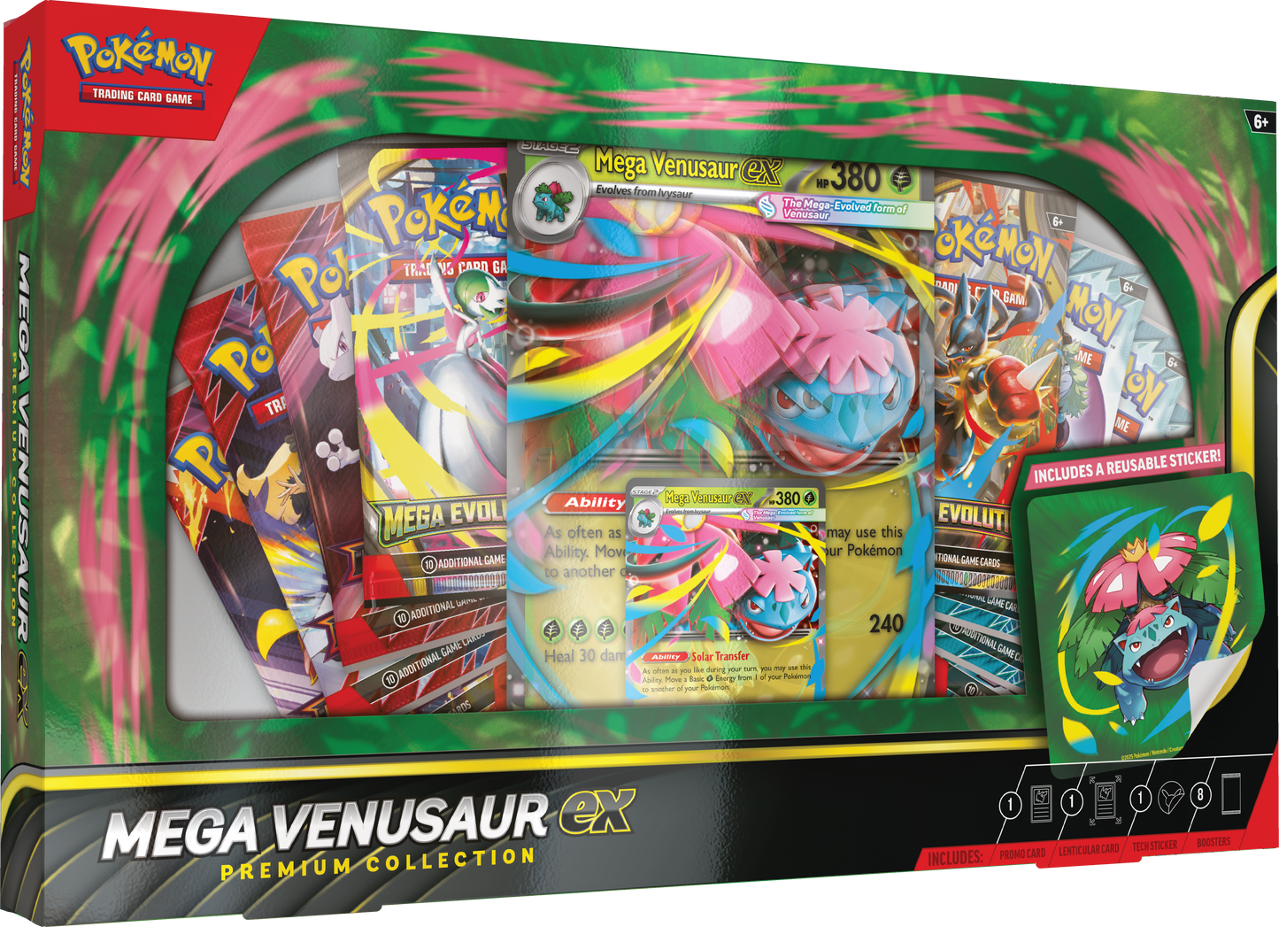 Mega Venusaur ex Premium Collection met promokaart, oversized kaart en 8 Pokémon boosterpacks.